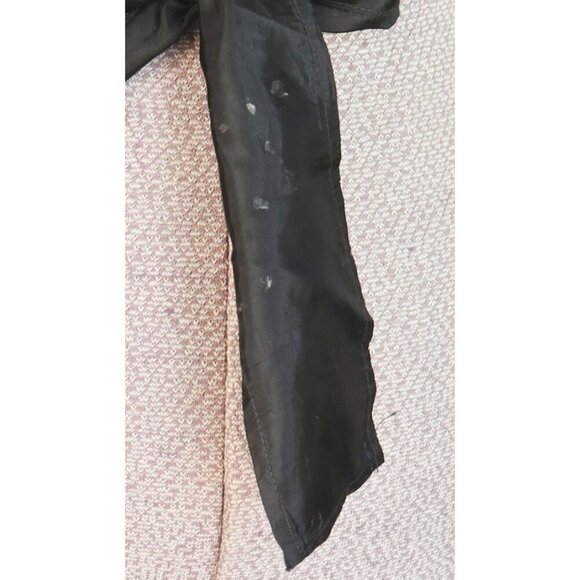 Vintage Apron Black Taffeta Hand Painted Iris Black Netting Half Apron 1950s - Picture 5 of 5